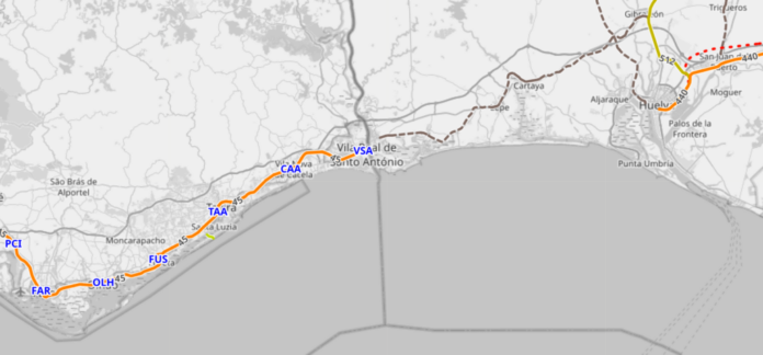 La Alianza Ibérica por el Ferrocarril plantea restablecer la conexión ferroviaria entre Huelva y Faro, cerrada desde 1987, mediante una ruta por el interior con capacidad para 4 millones de pasajeros.