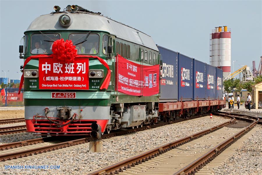 China: Lanzan primer servicio directo de tren de carga que enlaza al puerto de Weihai y el puerto de Duisburgo