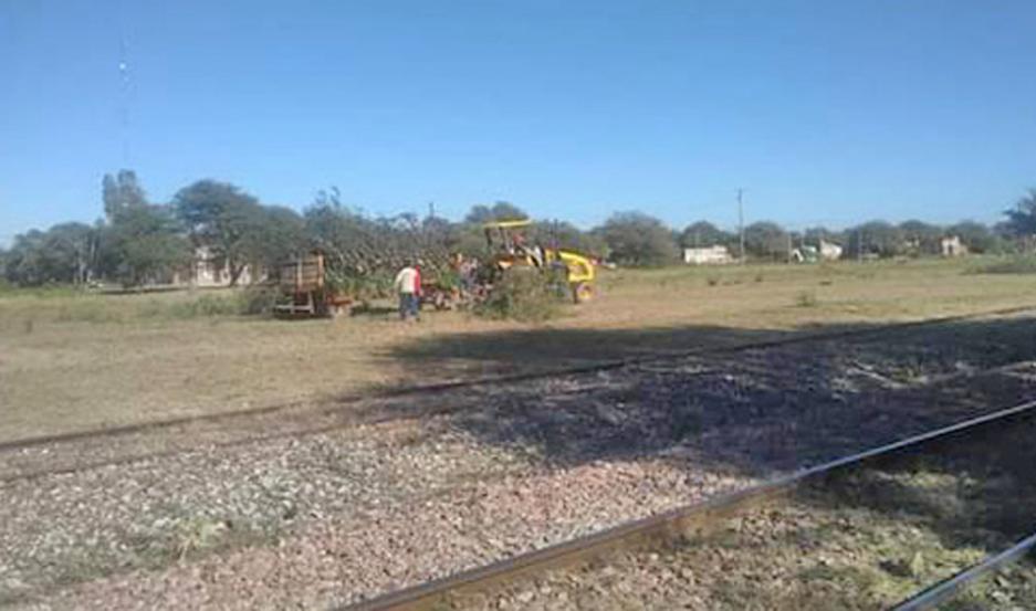 Trabajan en la limpieza de andenes y playa del ferrocarril en Herrera