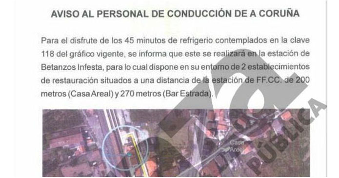 España: Renfe sugiere a sus maquinistas bares en los que cumplir sus descansos obligatorios