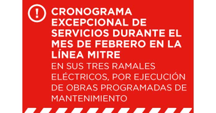 Cronograma excepcional de servicios en la Línea Mitre