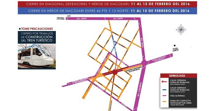 México: Más cierre de circulación por obras del Tren Turístico a partir de este jueves
