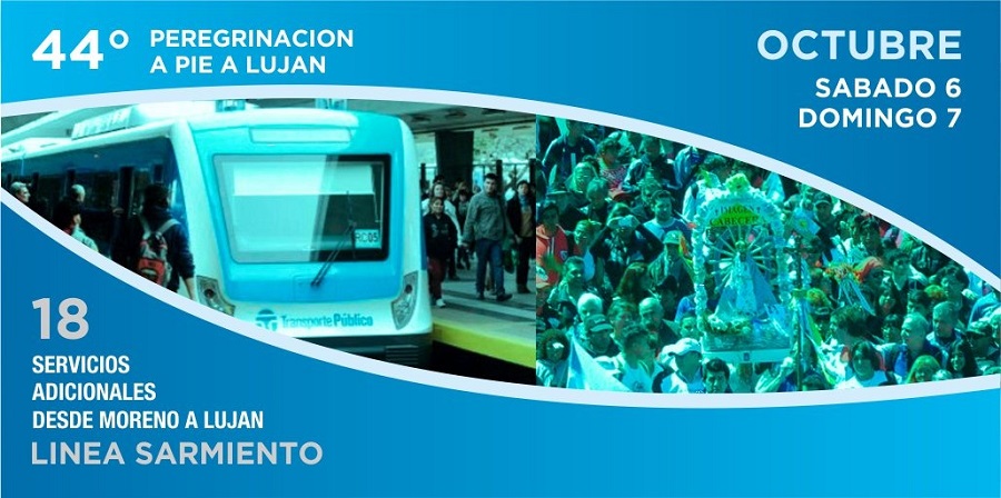 LÍNEA SARMIENTO: SERVICIOS ADICIONALES POR LA PEREGRINACIÓN A LUJÁN
