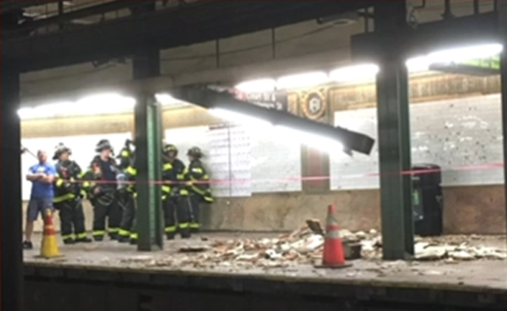 Derrumbe parcial de un techo en estación de metro en Brooklyn