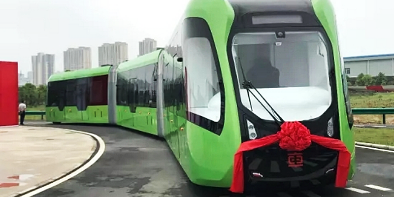 Un tren eléctrico sin rieles con sensores circulará por el centro de la ciudad china de Zhuzhou